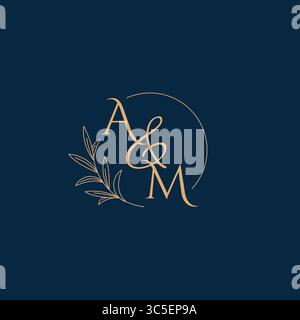 AM Initial Wedding Monogram Logo with Minimalistic Style vector graphic Stock Vector