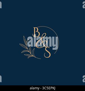BS Initial Wedding Monogram Logo with Minimalistic Style vector graphic Stock Vector