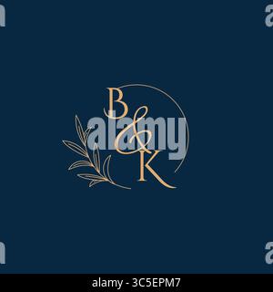 BK Initial Wedding Monogram Logo with Minimalistic Style vector graphic Stock Vector