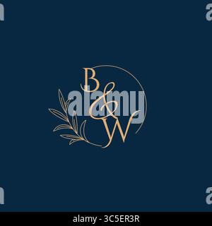 BW Initial Wedding Monogram Logo with Minimalistic Style vector graphic Stock Vector