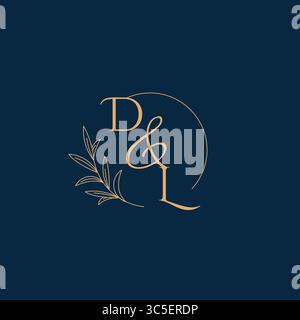 DL Initial Wedding Monogram Logo with Minimalistic Style vector graphic Stock Vector