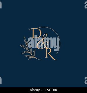 DR Initial Wedding Monogram Logo with Minimalistic Style vector graphic Stock Vector