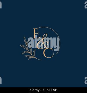 EC Initial Wedding Monogram Logo with Minimalistic Style vector graphic Stock Vector