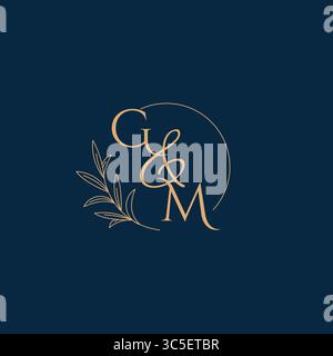 GM Initial Wedding Monogram Logo with Minimalistic Style vector graphic Stock Vector
