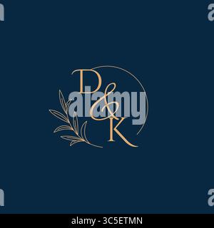 DK Initial Wedding Monogram Logo with Minimalistic Style vector graphic Stock Vector