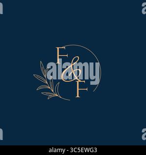 FF Initial Wedding Monogram Logo with Minimalistic Style vector graphic Stock Vector