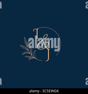 IJ Initial Wedding Monogram Logo with Minimalistic Style vector graphic Stock Vector