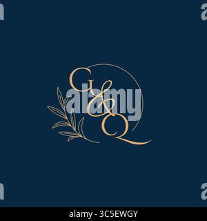 GQ Initial Wedding Monogram Logo with Minimalistic Style vector graphic Stock Vector