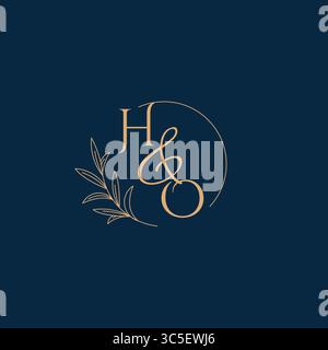 HO Initial Wedding Monogram Logo with Minimalistic Style vector graphic Stock Vector