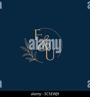 FU Initial Wedding Monogram Logo with Minimalistic Style vector graphic Stock Vector