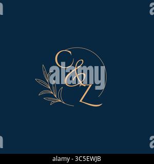 CZ Initial Wedding Monogram Logo with Minimalistic Style vector graphic Stock Vector