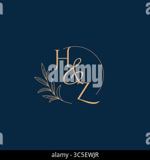 HZ Initial Wedding Monogram Logo with Minimalistic Style vector graphic Stock Vector