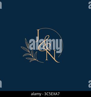 JN Initial Wedding Monogram Logo with Minimalistic Style vector graphic Stock Vector