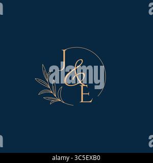 JE Initial Wedding Monogram Logo with Minimalistic Style vector graphic Stock Vector