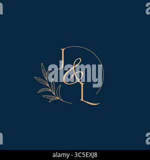 JL Initial Wedding Monogram Logo with Minimalistic Style vector graphic Stock Vector
