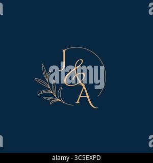 JA Initial Wedding Monogram Logo with Minimalistic Style vector graphic Stock Vector