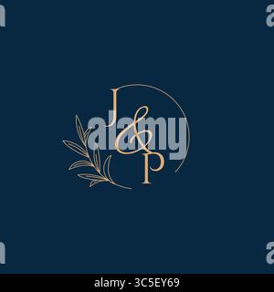 JP Initial Wedding Monogram Logo with Minimalistic Style vector graphic Stock Vector