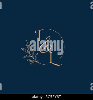 IL Initial Wedding Monogram Logo with Minimalistic Style vector graphic Stock Vector