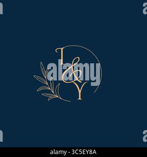 IY Initial Wedding Monogram Logo with Minimalistic Style vector graphic Stock Vector