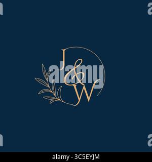 JW Initial Wedding Monogram Logo with Minimalistic Style vector graphic Stock Vector