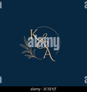 KA Initial Wedding Monogram Logo with Minimalistic Style vector graphic Stock Vector