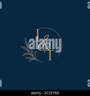 JT Initial Wedding Monogram Logo with Minimalistic Style vector graphic Stock Vector
