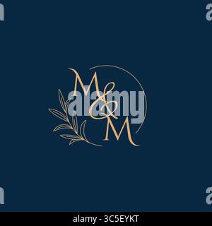 MM Initial Wedding Monogram Logo with Minimalistic Style vector graphic Stock Vector