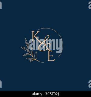 KE Initial Wedding Monogram Logo with Minimalistic Style vector graphic Stock Vector