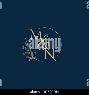 MN Initial Wedding Monogram Logo with Minimalistic Style vector graphic Stock Vector