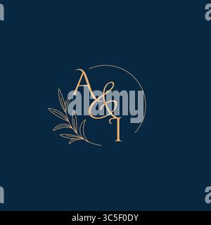 AI Initial Wedding Monogram Logo with Minimalistic Style vector graphic Stock Vector