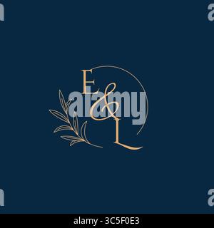 EL Initial Wedding Monogram Logo with Minimalistic Style vector graphic Stock Vector