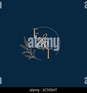 ET Initial Wedding Monogram Logo with Minimalistic Style vector graphic Stock Vector