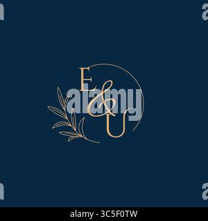 EU Initial Wedding Monogram Logo with Minimalistic Style vector graphic Stock Vector