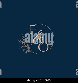 FO Initial Wedding Monogram Logo with Minimalistic Style vector graphic Stock Vector