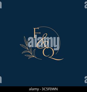 FQ Initial Wedding Monogram Logo with Minimalistic Style vector graphic Stock Vector