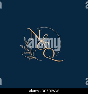 NQ Initial Wedding Monogram Logo with Minimalistic Style vector graphic Stock Vector