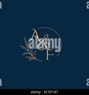 AF Initial Wedding Monogram Logo with Minimalistic Style vector graphic Stock Vector