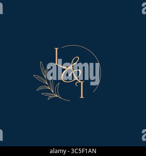 LI Initial Wedding Monogram Logo with Minimalistic Style vector graphic Stock Vector