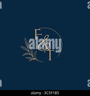 FT Initial Wedding Monogram Logo with Minimalistic Style vector graphic Stock Vector