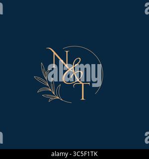 NT Initial Wedding Monogram Logo with Minimalistic Style vector graphic Stock Vector