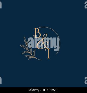 BI Initial Wedding Monogram Logo with Minimalistic Style vector graphic Stock Vector