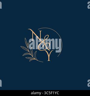 NY Initial Wedding Monogram Logo with Minimalistic Style vector graphic Stock Vector