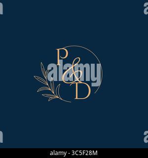 PD Initial Wedding Monogram Logo with Minimalistic Style vector graphic Stock Vector