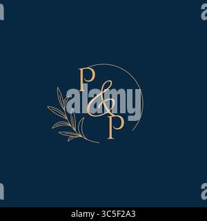 PP Initial Wedding Monogram Logo with Minimalistic Style vector graphic Stock Vector