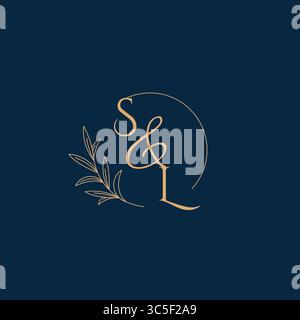 SL Initial Wedding Monogram Logo with Minimalistic Style vector graphic Stock Vector
