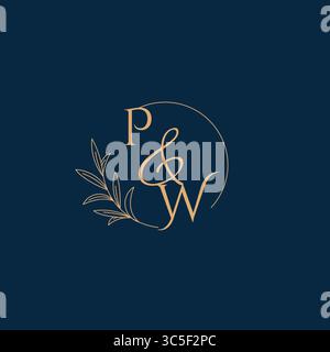 PW Initial Wedding Monogram Logo with Minimalistic Style vector graphic Stock Vector