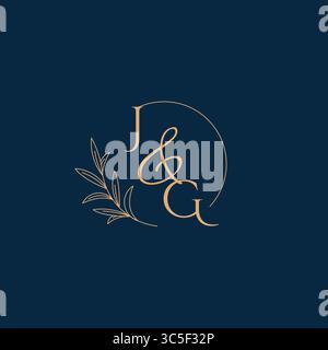 JG Initial Wedding Monogram Logo with Minimalistic Style vector graphic Stock Vector