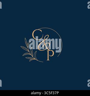 CP Initial Wedding Monogram Logo with Minimalistic Style vector graphic Stock Vector