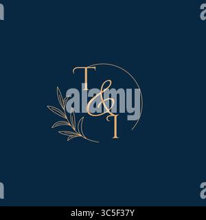 TI Initial Wedding Monogram Logo with Minimalistic Style vector graphic Stock Vector