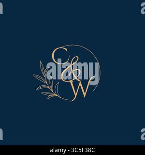 CW Initial Wedding Monogram Logo with Minimalistic Style vector graphic Stock Vector